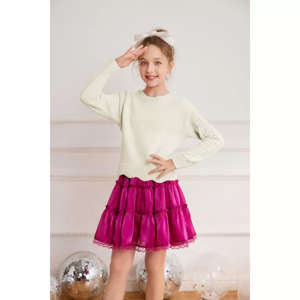 GRACE KARIN Girls Pullover Sweater Knit Long Sleeve Cute Back Bow Tie Sweater for Girl 512YBeige