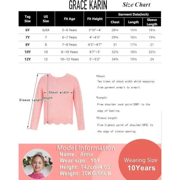 GRACE KARIN Girls Pullover Sweater Knit Long Sleeve Cute Back Bow Tie Sweater for Girl 512YBeige