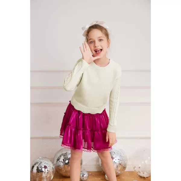 GRACE KARIN Girls Pullover Sweater Knit Long Sleeve Cute Back Bow Tie Sweater for Girl 512YBeige