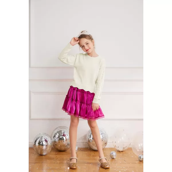 GRACE KARIN Girls Pullover Sweater Knit Long Sleeve Cute Back Bow Tie Sweater for Girl 512YBeige