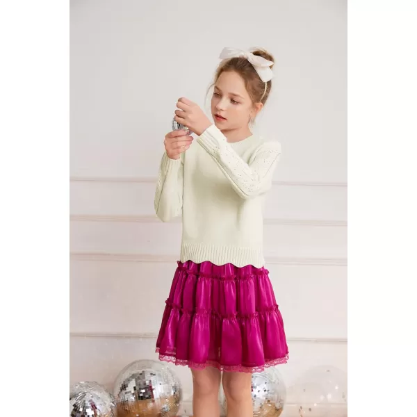 GRACE KARIN Girls Pullover Sweater Knit Long Sleeve Cute Back Bow Tie Sweater for Girl 512YBeige