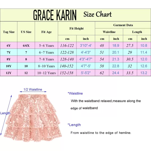 GRACE KARIN Girls Ruffle Skirt Elastic Waist Sequin Skirt for PartyDiamond Color