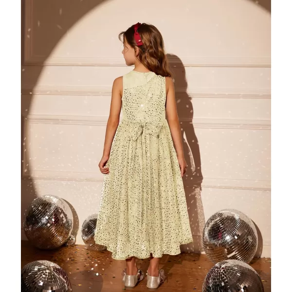 GRACE KARIN Girls Sequin Party Dress Sleeveless Sparkle Elegant ALine Maxi Dresses 512YearsGold