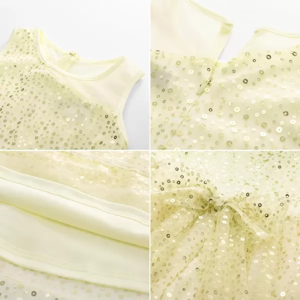 GRACE KARIN Girls Sequin Party Dress Sleeveless Sparkle Elegant ALine Maxi Dresses 512YearsGold