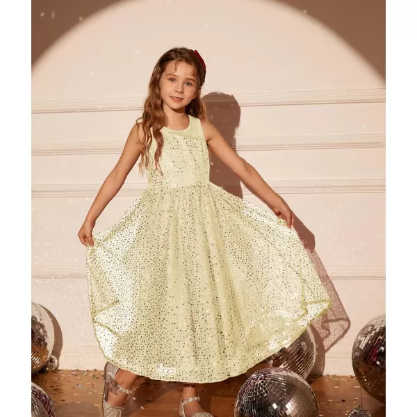 GRACE KARIN Girls Sequin Party Dress Sleeveless Sparkle Elegant ALine Maxi Dresses 512YearsGold