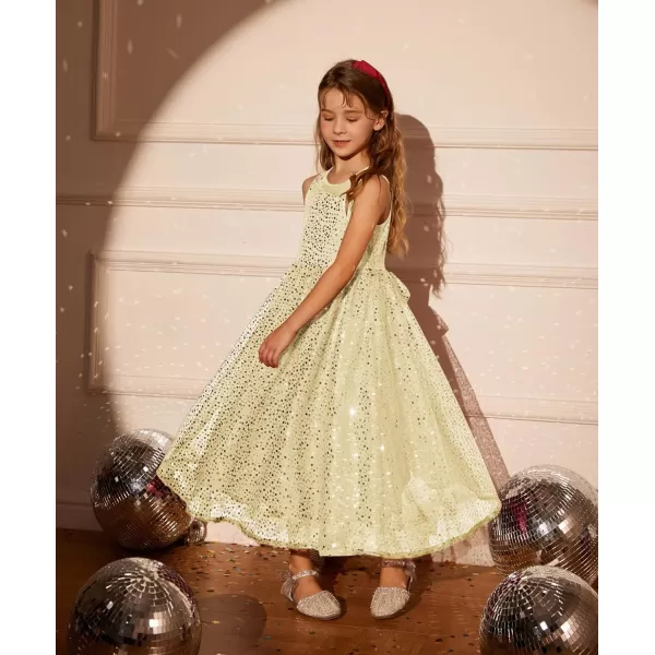 GRACE KARIN Girls Sequin Party Dress Sleeveless Sparkle Elegant ALine Maxi Dresses 512YearsGold