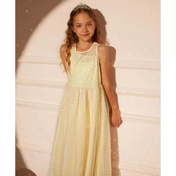 GRACE KARIN Girls Sequin Party Dress Sleeveless Sparkle Elegant ALine Maxi Dresses 512YearsMulticolor