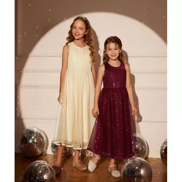 GRACE KARIN Girls Sequin Party Dress Sleeveless Sparkle Elegant ALine Maxi Dresses 512YearsMulticolor