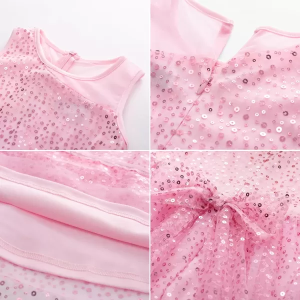 GRACE KARIN Girls Sequin Party Dress Sleeveless Sparkle Elegant ALine Maxi Dresses 512YearsPink