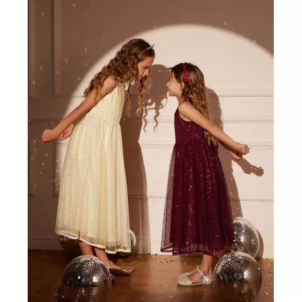 GRACE KARIN Girls Sequin Party Dress Sleeveless Sparkle Elegant ALine Maxi Dresses 512YearsWine Red