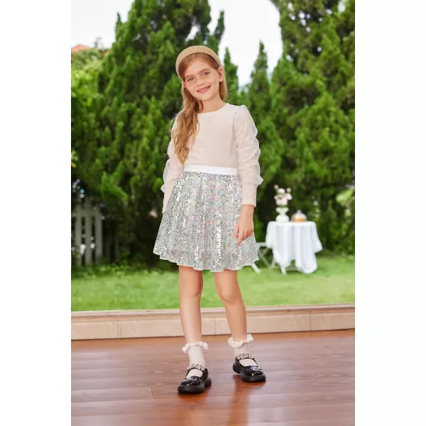 GRACE KARIN Girls Sequin Skirt Elastic Waist Sparkle Pleated Skirt for Party 512YCandy Colors