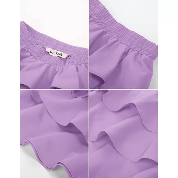 GRACE KARIN Girls Skirt 3 Layer Casual Ruffled Skirts for Girls 514YPurple1