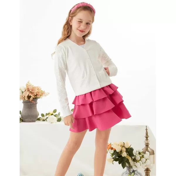 GRACE KARIN Girls Skirt 3 Layer Casual Ruffled Skirts for Girls 514YRose Red 1