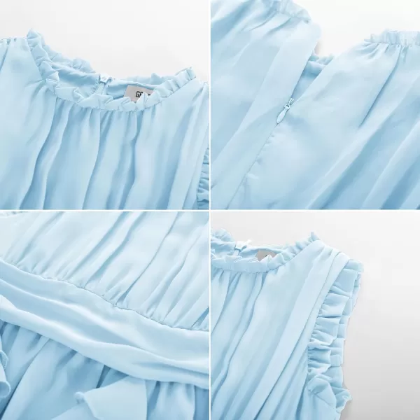 GRACE KARIN Girls Sleeveless Summer Casual Ruffle ALine Holiday Dresses 512YBlue