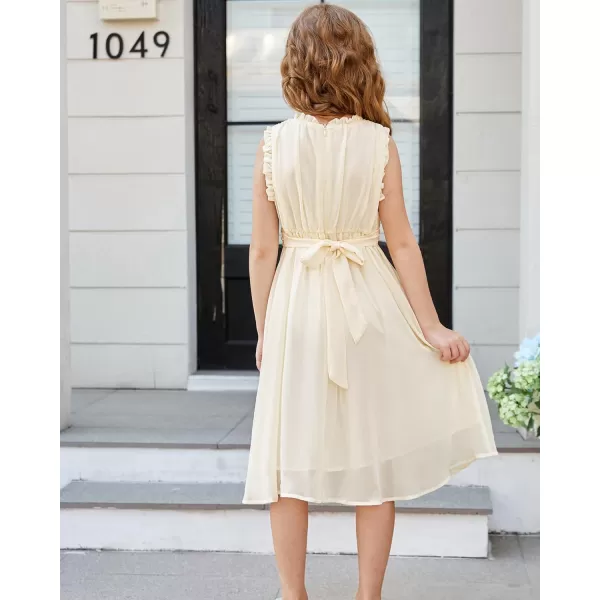 GRACE KARIN Girls Sleeveless Summer Casual Ruffle ALine Holiday Dresses 512YIvory White