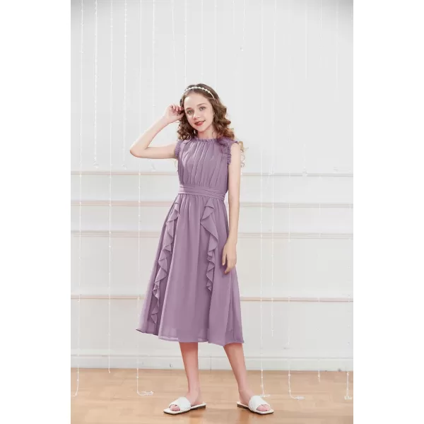 GRACE KARIN Girls Sleeveless Summer Casual Ruffle ALine Holiday Dresses 512YPurple