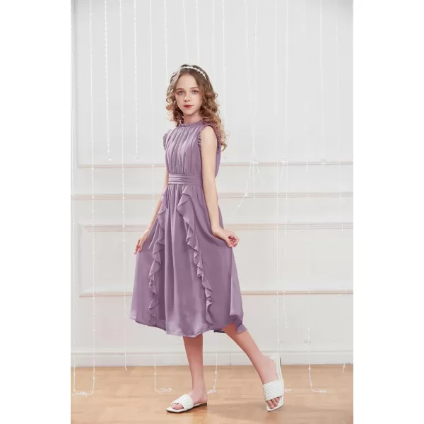 GRACE KARIN Girls Sleeveless Summer Casual Ruffle ALine Holiday Dresses 512YPurple