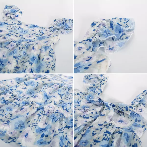 GRACE KARIN Girls Spring Floral Dress Girls Flutter Sleeve Tie Back Summer Dress 512YBlue Floral