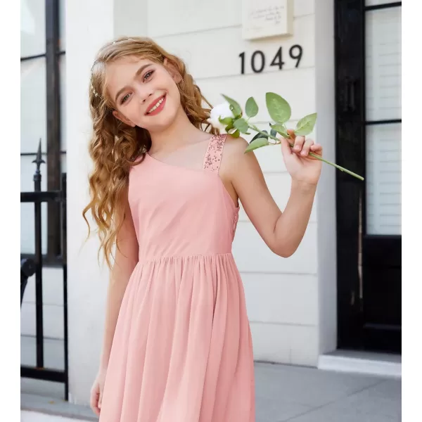 GRACE KARIN Girls Summer Dress One Shoulder Party Formal Birthday Midi Dress 512YPink