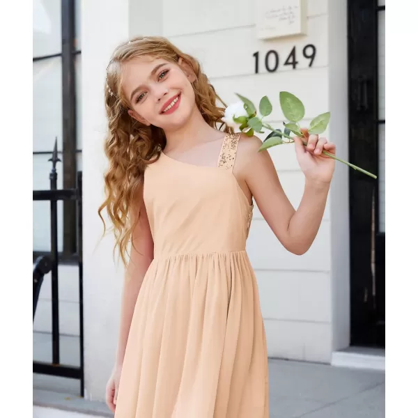 GRACE KARIN Girls Summer Dress One Shoulder Party Formal Birthday Midi Dress 512YRose Gold