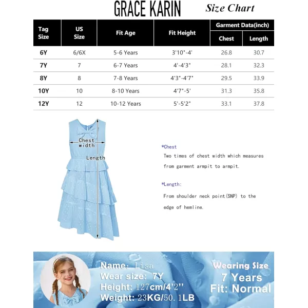 GRACE KARIN Girls Summer Dress Sleeveless V Neck Tiered Ruffle Party Casual Dresses Size 512Pink