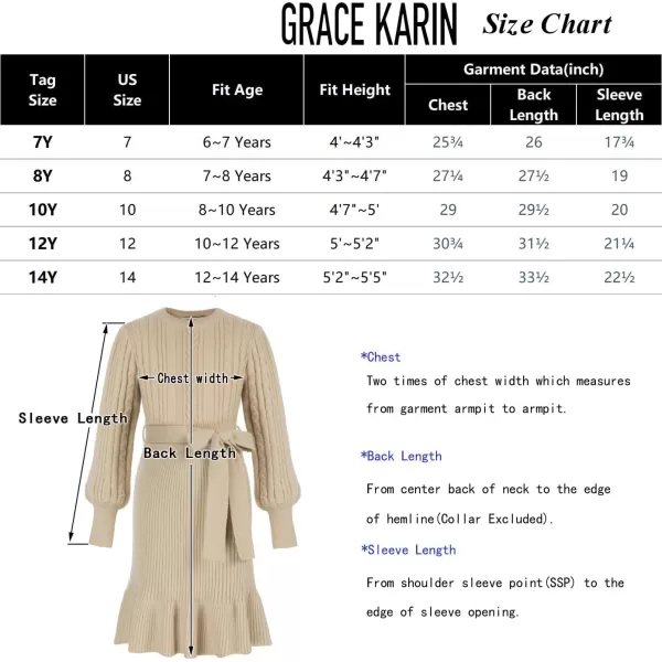 GRACE KARIN Girls Sweater Dress Cable Knit Long Sleeve Fall Winter Dress for Girl with Belt Sizes 614Light Green