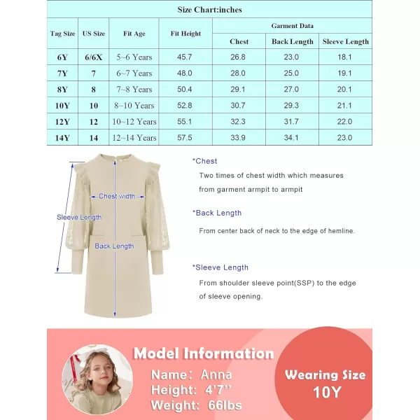 GRACE KARIN Girls Sweater Dress Long Sheer Sleeve Knitted Straight Fall Dress 614YTea Rose