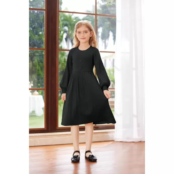 GRACE KARIN Girls Sweater Dress Long Sleeve Pleated ALine Fall Dress 512YBlack