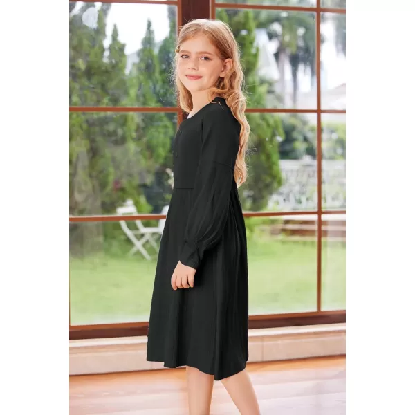 GRACE KARIN Girls Sweater Dress Long Sleeve Pleated ALine Fall Dress 512YBlack