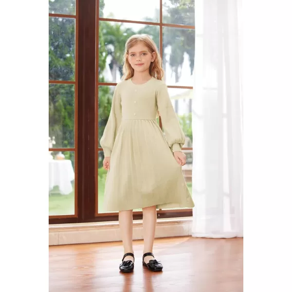 GRACE KARIN Girls Sweater Dress Long Sleeve Pleated ALine Fall Dress 512YCream