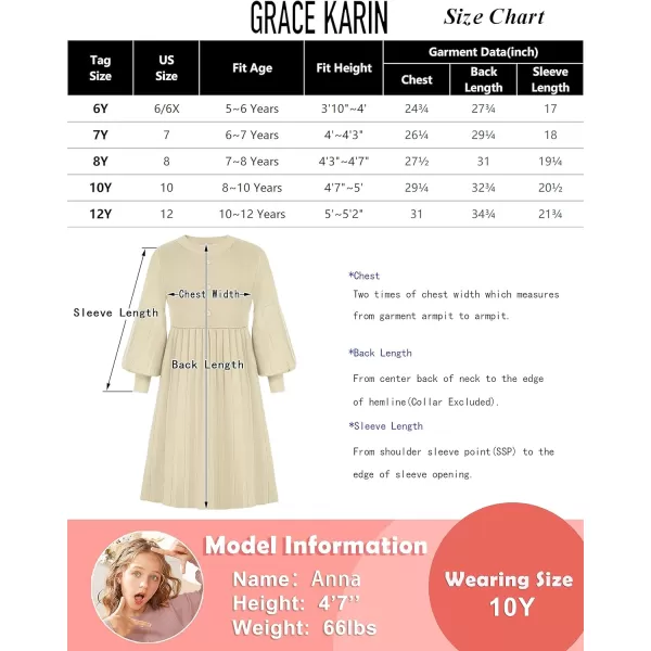GRACE KARIN Girls Sweater Dress Long Sleeve Pleated ALine Fall Dress 512YLight Pink