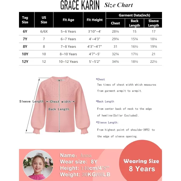 GRACE KARIN Girls Sweater Long Sleeve Crewneck Kids Knit Pullover Tops Size 512Light Pink