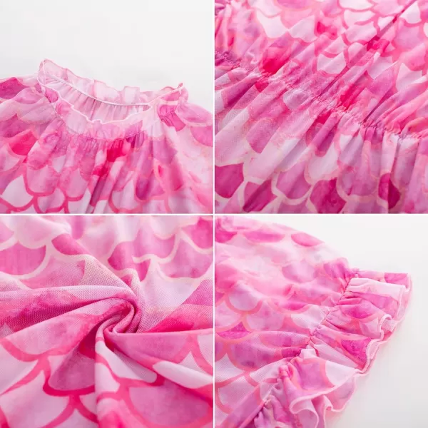 GRACE KARIN Girls Swim Cover Up Dress Short Batwing Sleeves Summer Beach Mesh Swimsuit Wraps Size 512YHotpink Mermaid