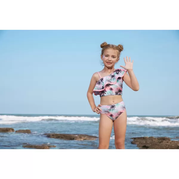 GRACE KARIN Girls Swimsuit 3 Pcs Tankini Swimwear Bikini Set Ruffle Bathing Suits Size 612Pinkpalm