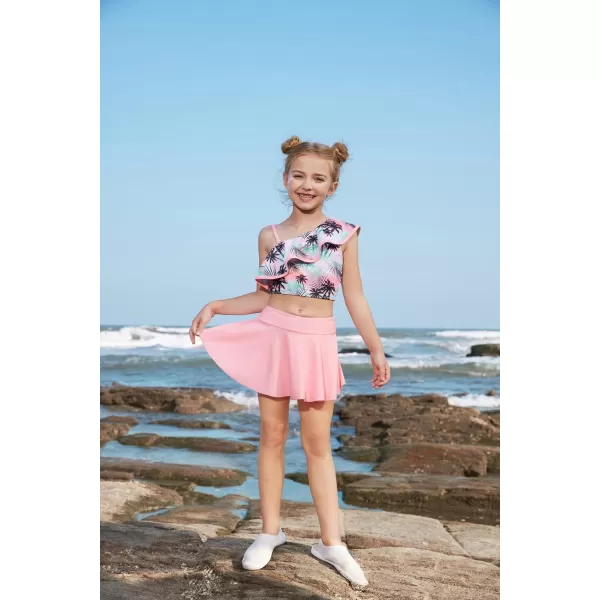 GRACE KARIN Girls Swimsuit 3 Pcs Tankini Swimwear Bikini Set Ruffle Bathing Suits Size 612Pinkpalm