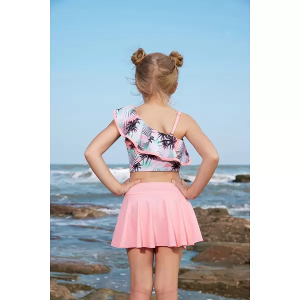 GRACE KARIN Girls Swimsuit 3 Pcs Tankini Swimwear Bikini Set Ruffle Bathing Suits Size 612Pinkpalm