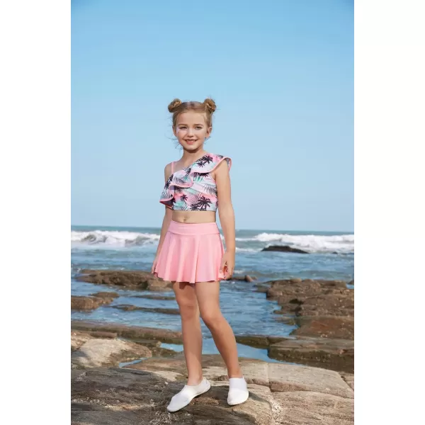 GRACE KARIN Girls Swimsuit 3 Pcs Tankini Swimwear Bikini Set Ruffle Bathing Suits Size 612Pinkpalm