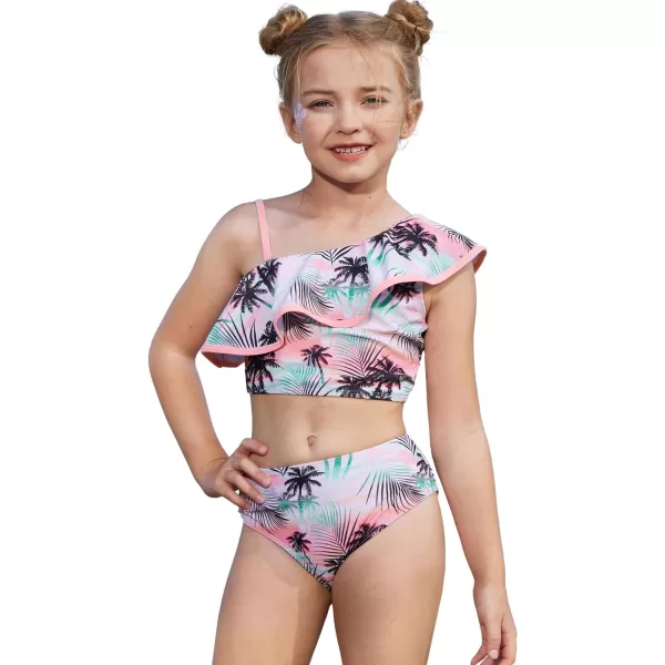 GRACE KARIN Girls Swimsuit 3 Pcs Tankini Swimwear Bikini Set Ruffle Bathing Suits Size 612Pinkpalm
