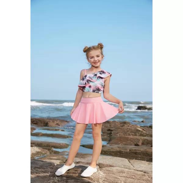 GRACE KARIN Girls Swimsuit 3 Pcs Tankini Swimwear Bikini Set Ruffle Bathing Suits Size 612Pinkpalm