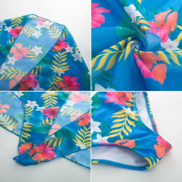 GRACE KARIN Girls Swimsuit 3 Piece Bathing Suit Bikini Set for Girls with Cover Up Size 512Bluefloral