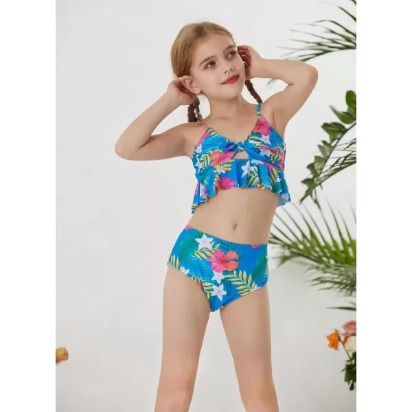GRACE KARIN Girls Swimsuit 3 Piece Bathing Suit Bikini Set for Girls with Cover Up Size 512Bluefloral