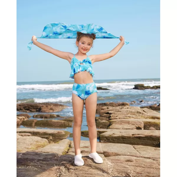 GRACE KARIN Girls Swimsuit 3 Piece Bathing Suit Bikini Set for Girls with Cover Up Size 512Leaves