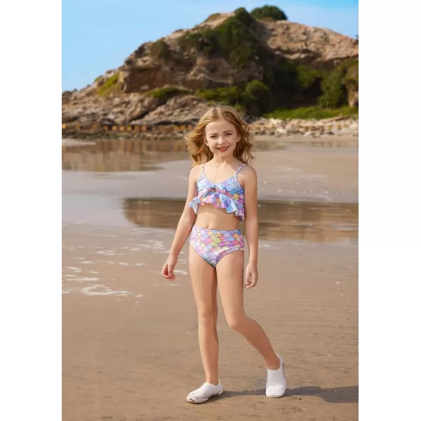 GRACE KARIN Girls Swimsuit 3 Piece Bathing Suit Bikini Set for Girls with Cover Up Size 512Mermaid