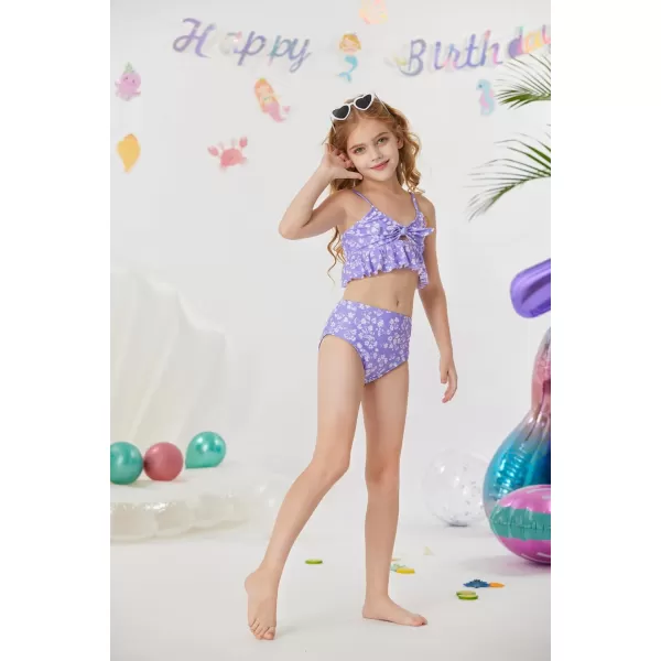 GRACE KARIN Girls Swimsuit 3 Piece Bathing Suit Bikini Set for Girls with Cover Up Size 512Purplefloral