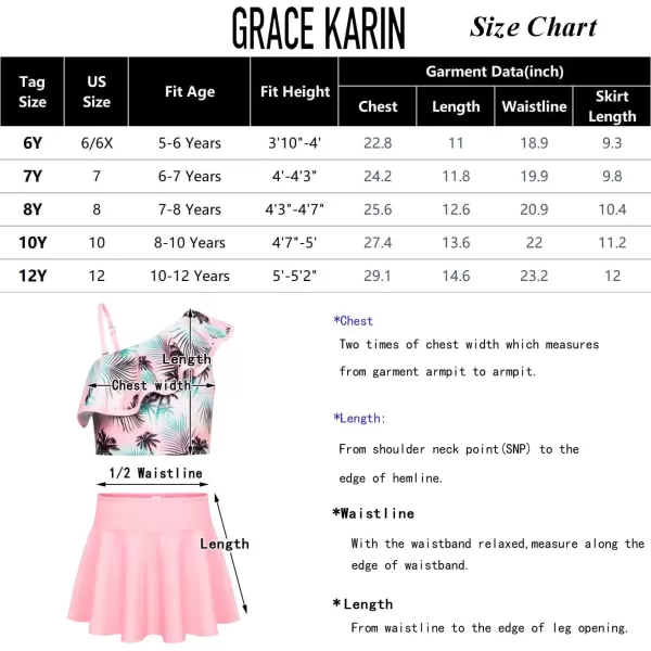 GRACE KARIN Girls Swimsuit 3 Piece Bathing Suit Quick Dry Tankini Set with Beach Skirt Bikini Swimwear Size 612Bluepalm