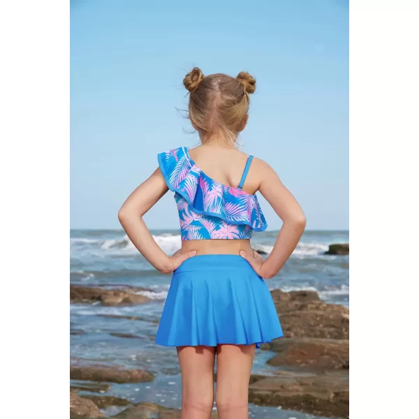 GRACE KARIN Girls Swimsuit 3 Piece Bathing Suit Quick Dry Tankini Set with Beach Skirt Bikini Swimwear Size 612Bluepalm