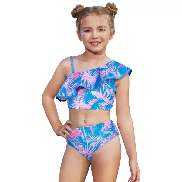 GRACE KARIN Girls Swimsuit 3 Piece Bathing Suit Quick Dry Tankini Set with Beach Skirt Bikini Swimwear Size 612Bluepalm