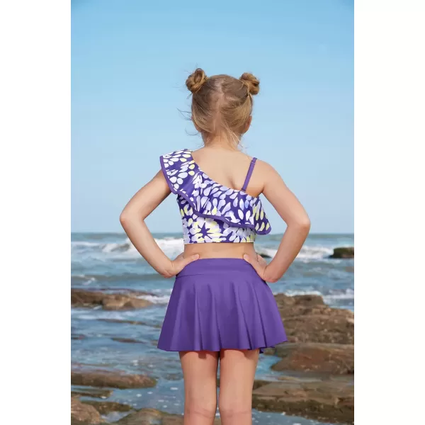 GRACE KARIN Girls Swimsuit 3 Piece Bathing Suit Quick Dry Tankini Set with Beach Skirt Bikini Swimwear Size 612Fireworks