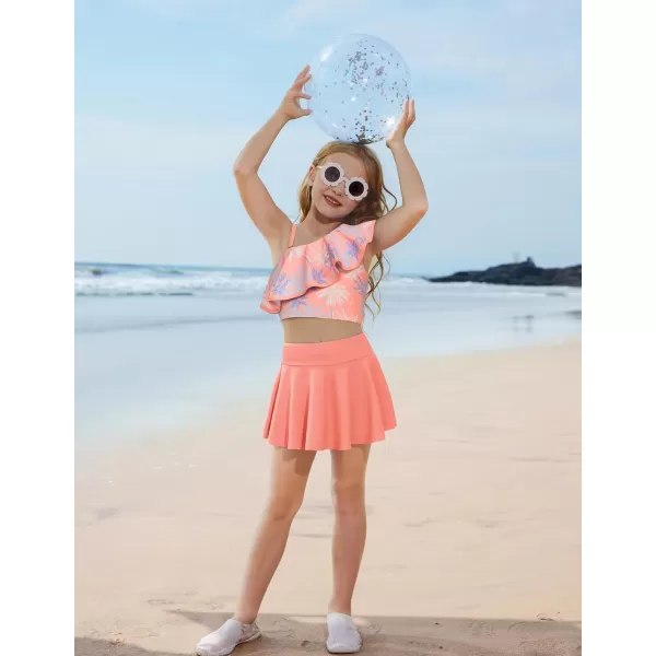 GRACE KARIN Girls Swimsuit 3 Piece Bathing Suit Quick Dry Tankini Set with Beach Skirt Bikini Swimwear Size 612Light Pink