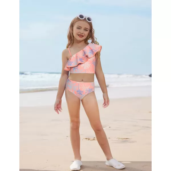 GRACE KARIN Girls Swimsuit 3 Piece Bathing Suit Quick Dry Tankini Set with Beach Skirt Bikini Swimwear Size 612Light Pink